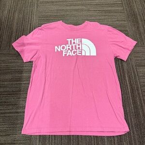 The North Face Vibrant Pink Mens Short Sleeve Tee with White Logo
